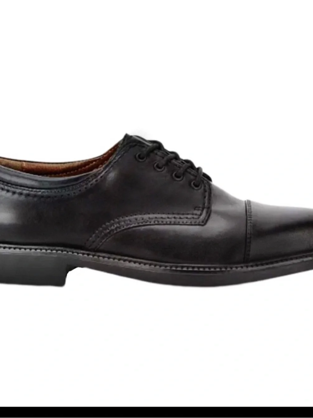 Mens Classic Black Leather Cap-Toe Dress Oxfords Size 8